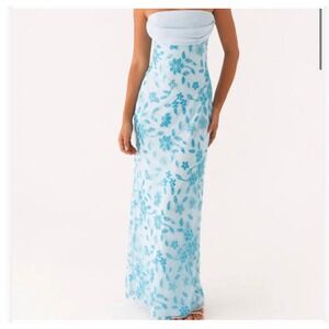 Peppermayo Prism Beaded Maxi Dress Strapless Formal Prom Coastal Event US 6 NWT